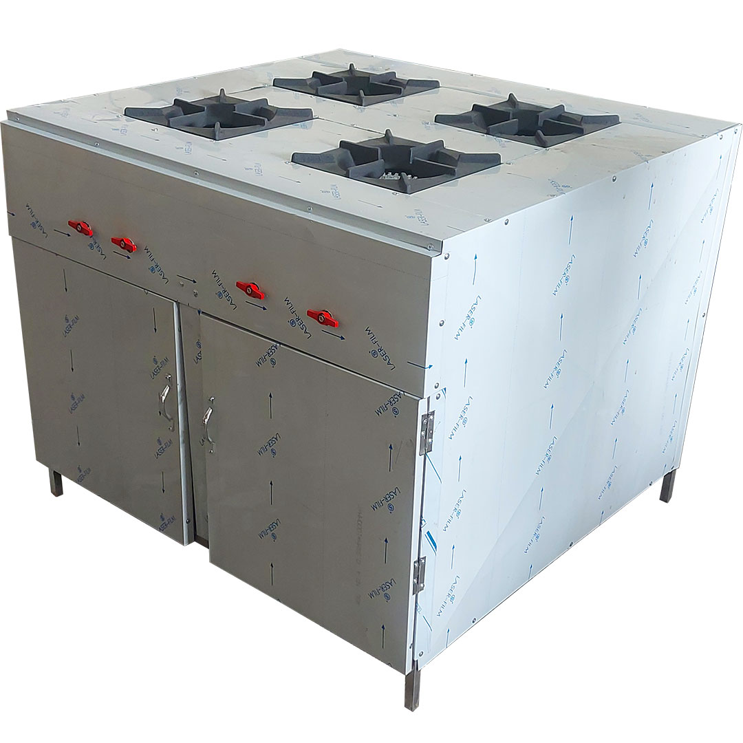 اجاق گاز صنعتی چهار شعله صفحه بزرگ کابینت دار