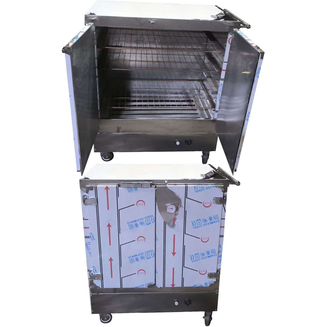 ترولی بیمارستانی استیل چرخ دار حمل غذا سایز 60 در 90 سانتیمتر