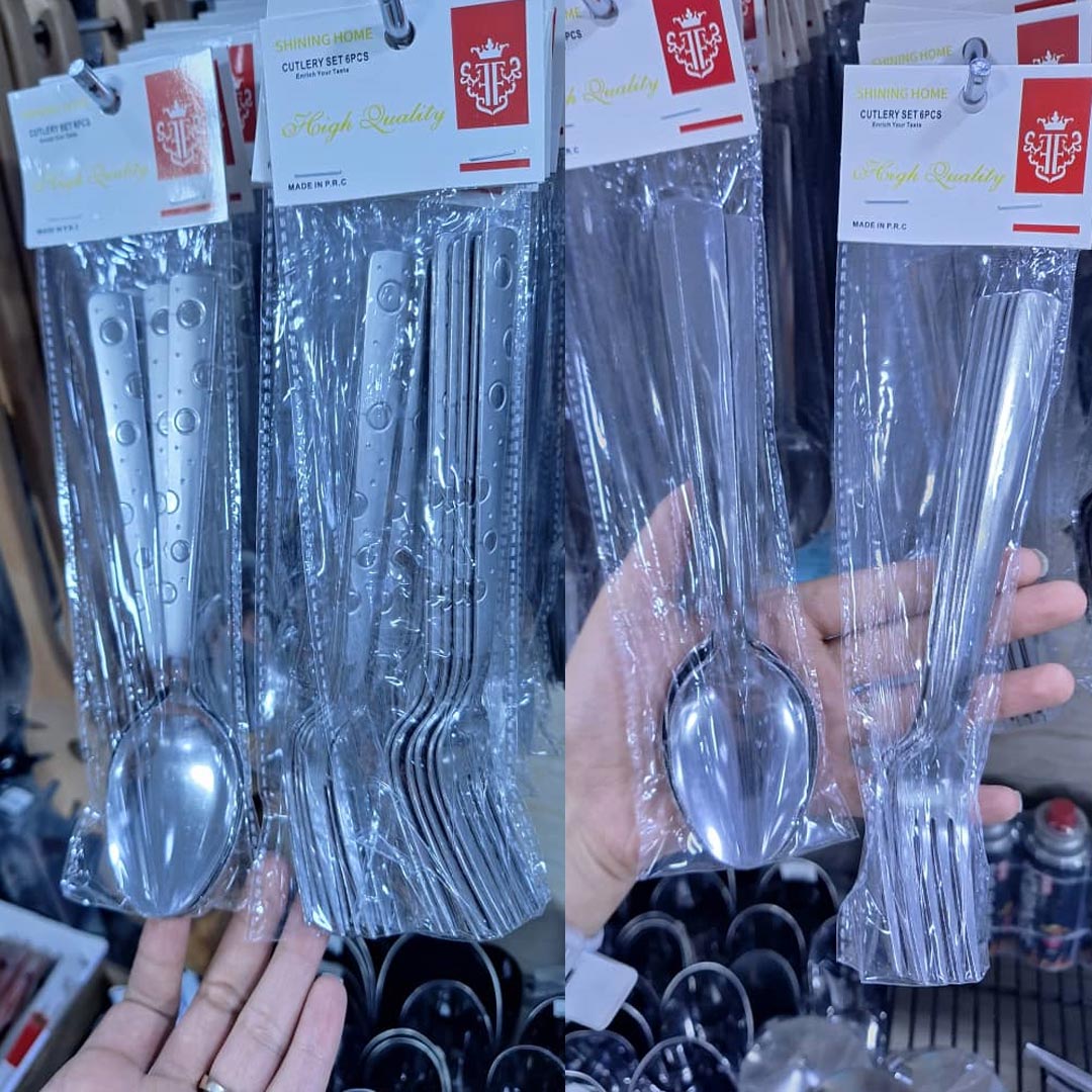 قاشق چنگال استیل رستورانی طرح دسته دایره ای ضخامت یک ونیم میلیمتر