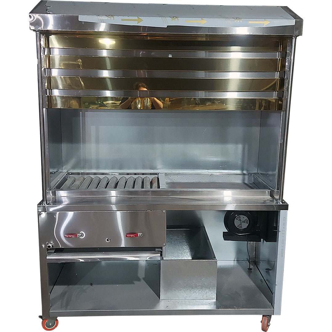 کباب پز استیل طلایی طول 150 سانتیمتر نصف ذغالی نصف گازی