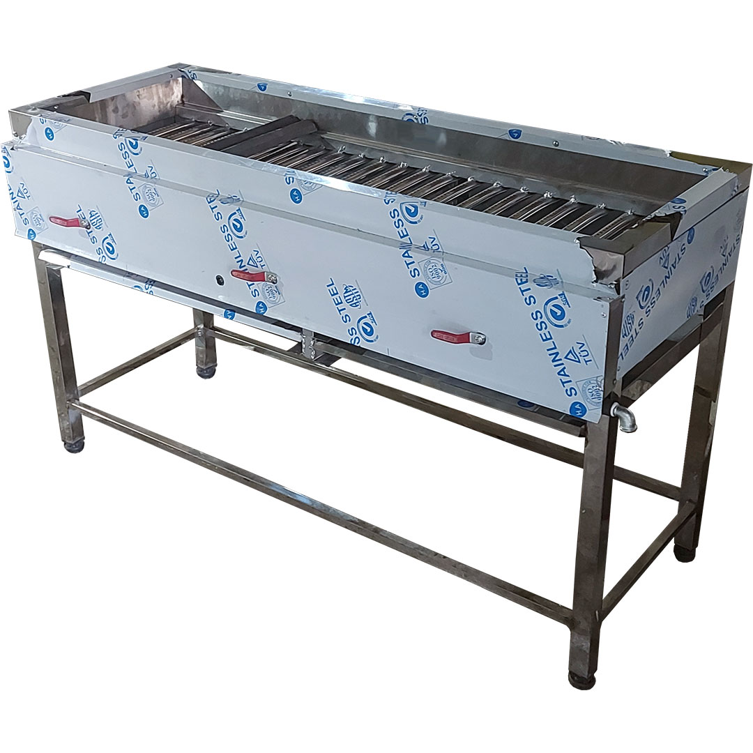 کباب پز گازی تمام استیل طول 150 سانتیمتر دهنه 45 سانتیمتر